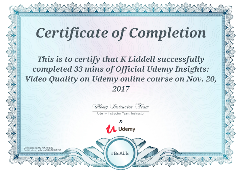 udemy certificate sample